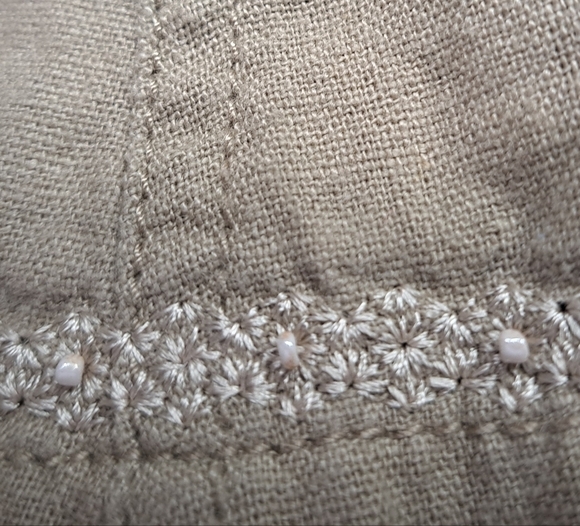 Vintage Erika Linen Button Up Midi Skirt With Detailed Hem - Picture 4 of 10